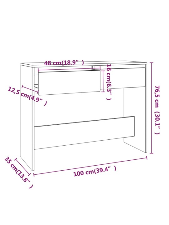 Konsolipöytä Sonoma-tammi 100x35x76,5 cm lastulevy