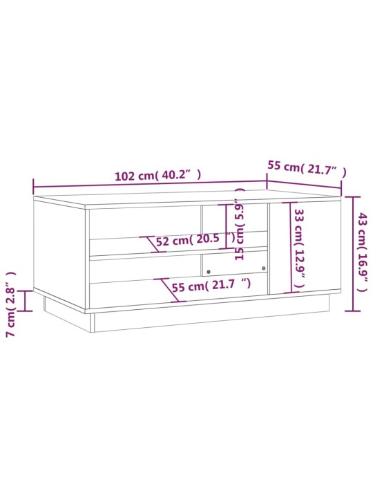 Sohvapöytä betoninharmaa 102x55x43 cm lastulevy