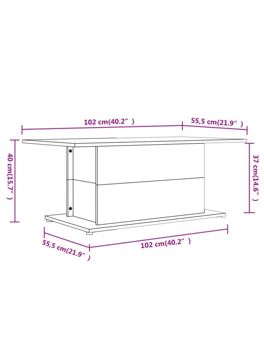 Sohvapöytä betoninharmaa 102x55,5x40 cm lastulevy