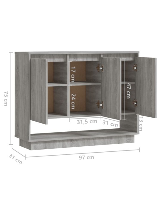 Senkki harmaa Sonoma-tammi 97x31x75 cm lastulevy