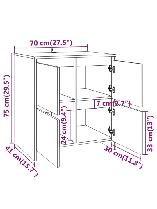 Senkki ruskea tammi 70x41x75 cm lastulevy