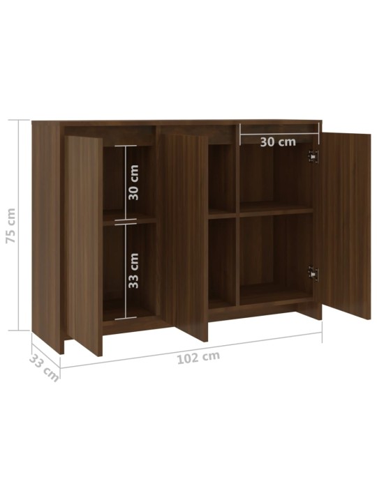 Senkki ruskea tammi 102x33x75 cm tekninen puu