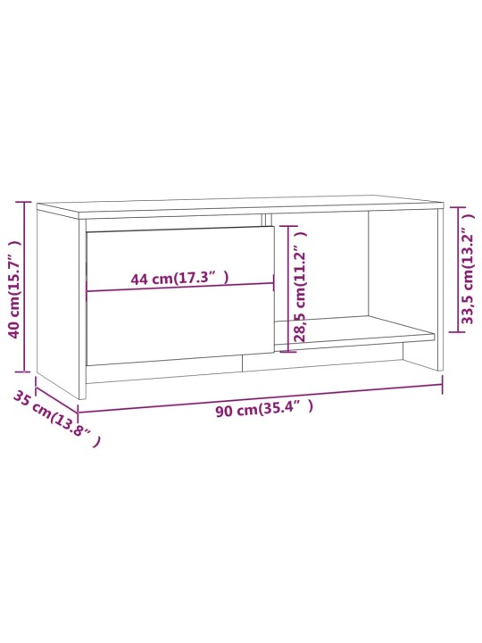 TV-taso savutammi 90x35x40 cm lastulevy