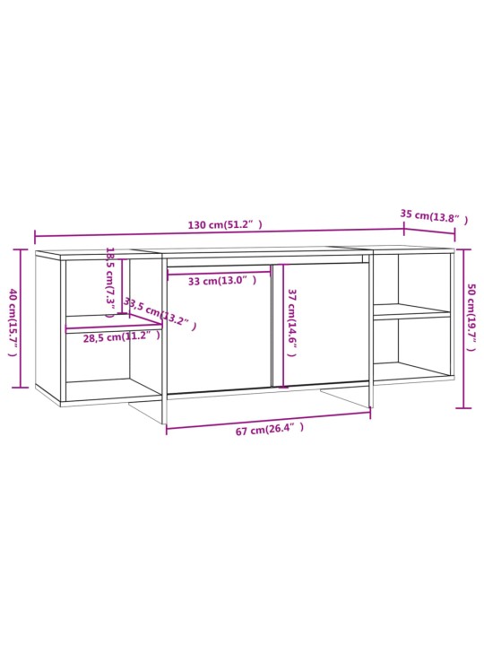 Tv-taso ruskea tammi 130x35x50 cm lastulevy