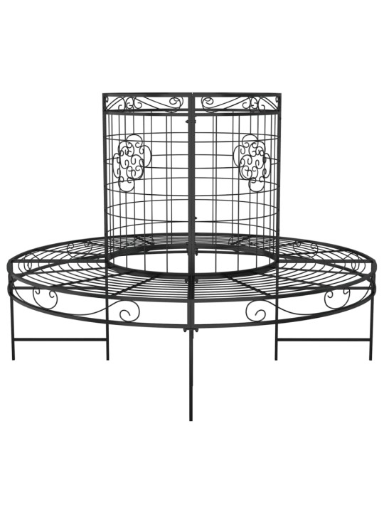 Puunympäryspenkki Ø 137 cm musta teräs