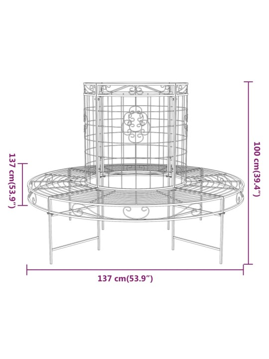 Puunympäryspenkki Ø 137 cm musta teräs