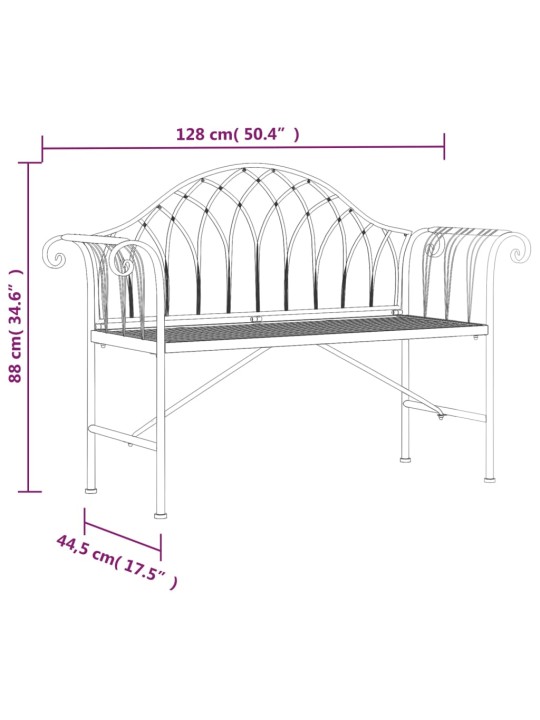 2-istuttava Puutarhapenkki 128 cm musta teräs