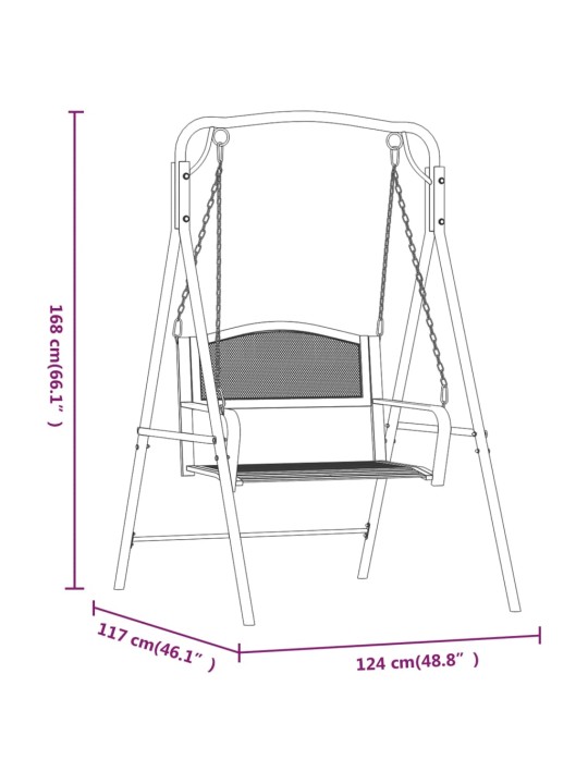 Keinupenkki 124 cm musta teräs