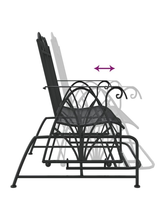 2-istuttava Liukujalkapenkki 114 cm musta teräs