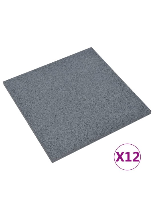 Kaatumissuojalevyt 12 kpl kumi 50x50x3 cm harmaa