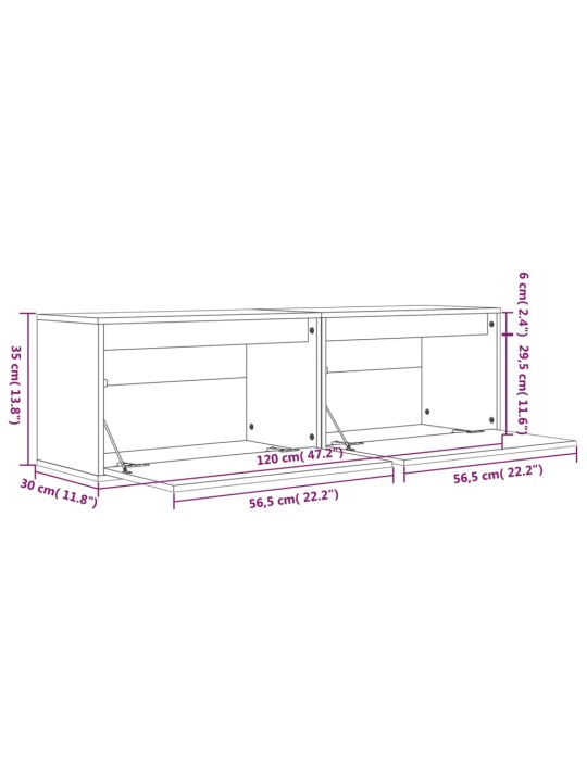 Seinäkaapit 2 kpl 60x30x35 cm täysi mänty