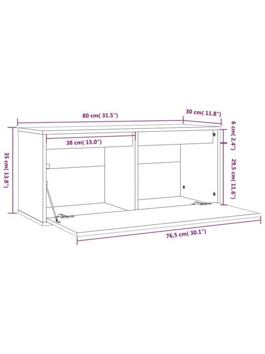 Seinäkaappi harmaa 80x30x35 cm täysi mänty