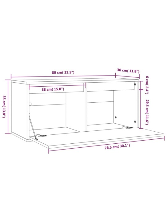 Seinäkaappi hunajanruskea 80x30x35 cm täysi mänty