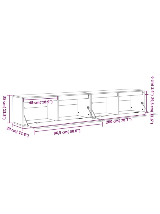 Seinäkaapit 2 kpl 100x30x35 cm täysi mänty