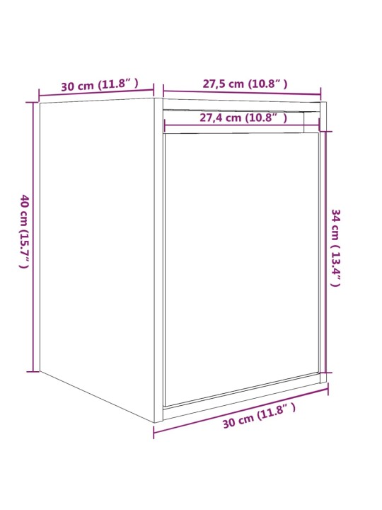 Seinäkaapit 2 kpl harmaa 30x30x40 cm täysi mänty