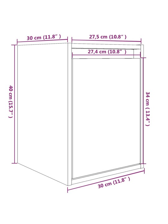 Seinäkaapit 2 kpl musta 30x30x40 cm täysi mänty