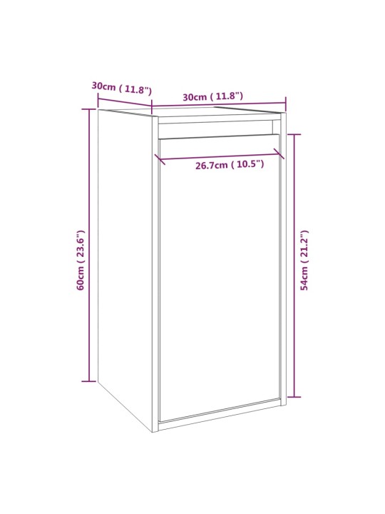 Seinäkaapit 2 kpl harmaa 30x30x60 cm täysi mänty