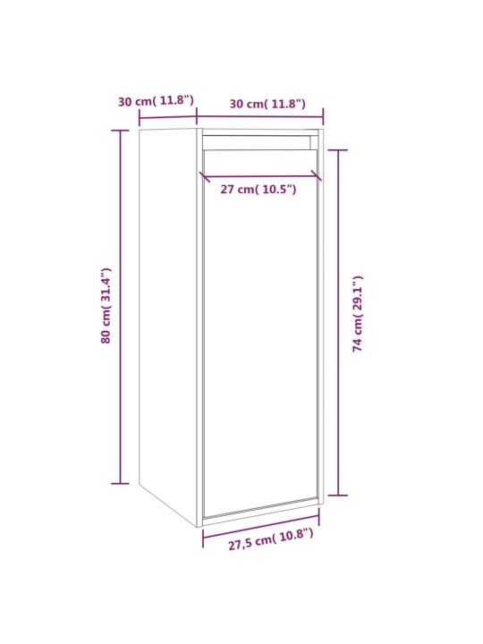 Seinäkaapit 2 kpl harmaa 30x30x80 cm täysi mänty