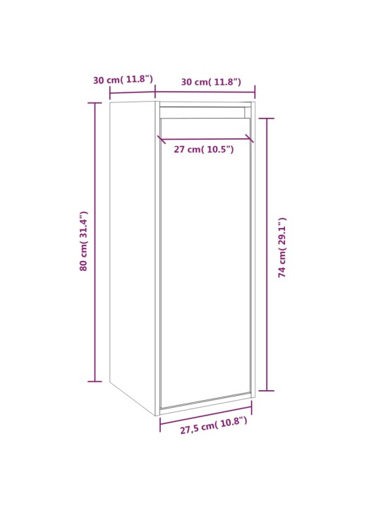 Seinäkaapit 2 kpl hunajanruskea 30x30x80 cm täysi mänty