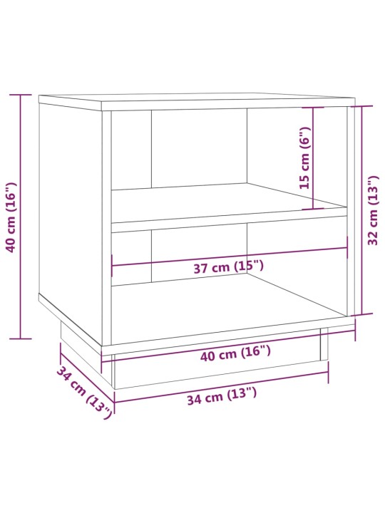 Yöpöydät 2 kpl harmaa 40x34x40 cm täysi mänty