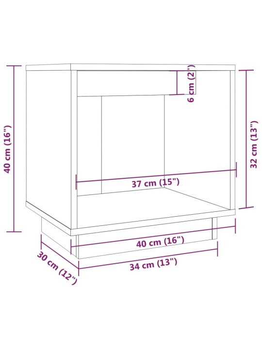 Yöpöydät 2 kpl musta 40x30x40 cm täysi mänty