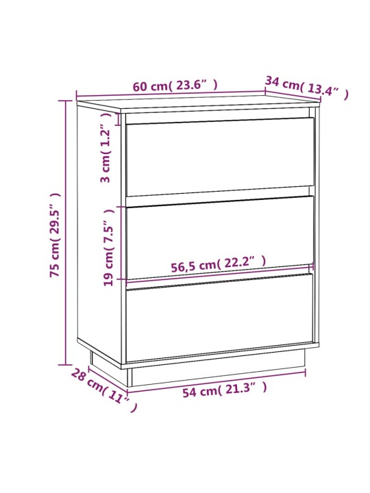 Senkki 60x34x75 cm täysi mänty