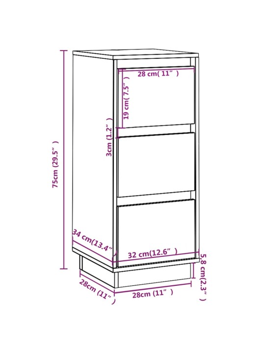 Senkit 2 kpl 32x34x75 cm täysi mänty