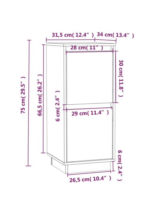 Senkit 2 kpl 31,5x34x75 cm täysi mänty