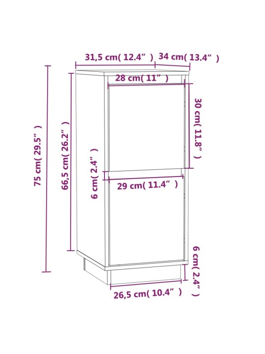 Senkit 2 kpl harmaa 31,5x34x75 cm täysi mänty