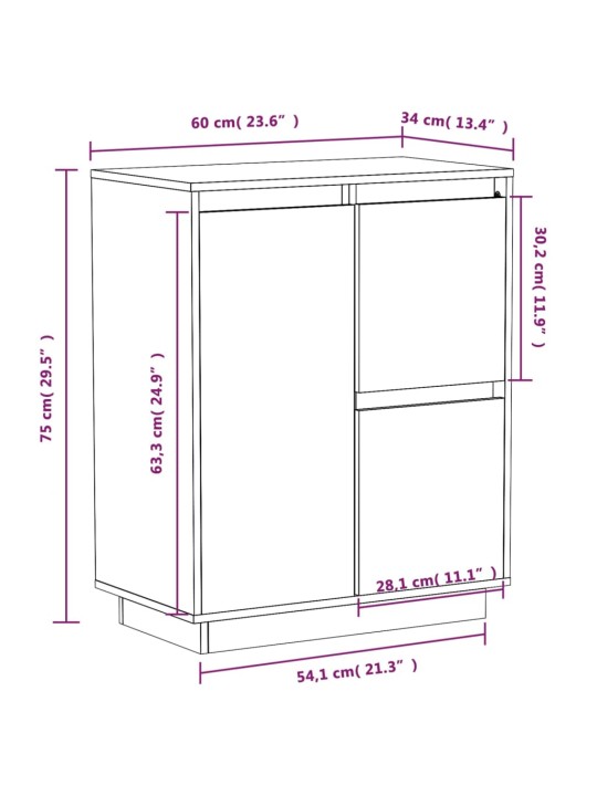 Senkki 60x34x75 cm täysi mänty