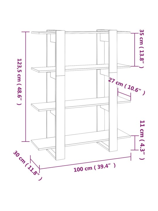 Kirjahylly/tilanjakaja musta 100x30x123,5 cm lastulevy