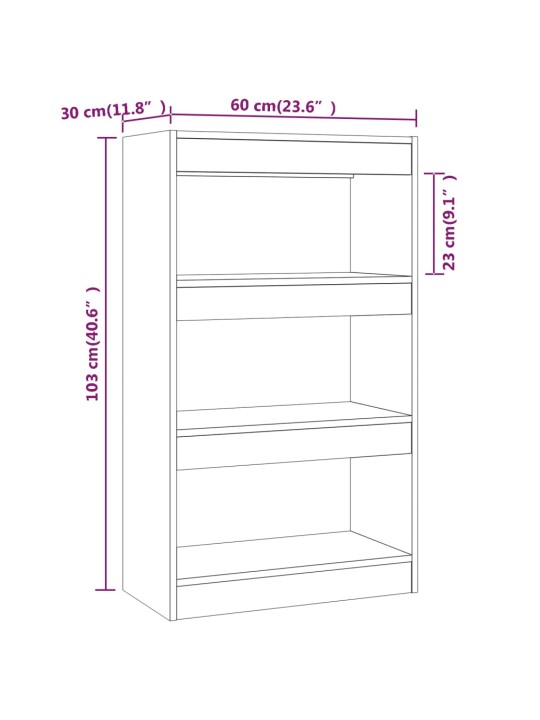 Kirjahylly/tilanjakaja Sonoma-tammi 60x30x103 cm lastulevy