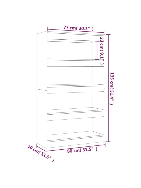 Kirjahylly/tilanjakaja Sonoma-tammi 80x30x135 cm lastulevy