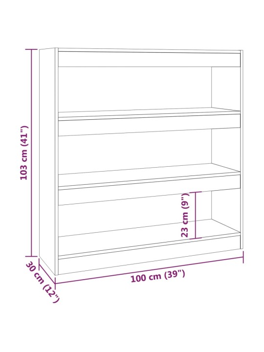 Kirjahylly/tilanjakaja musta 100x30x103 cm lastulevy