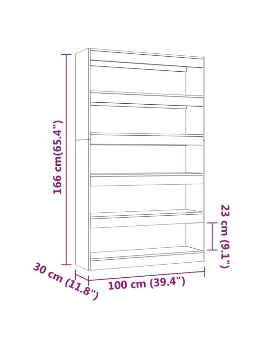 Kirjahylly/tilanjakaja musta 100x30x166 cm lastulevy