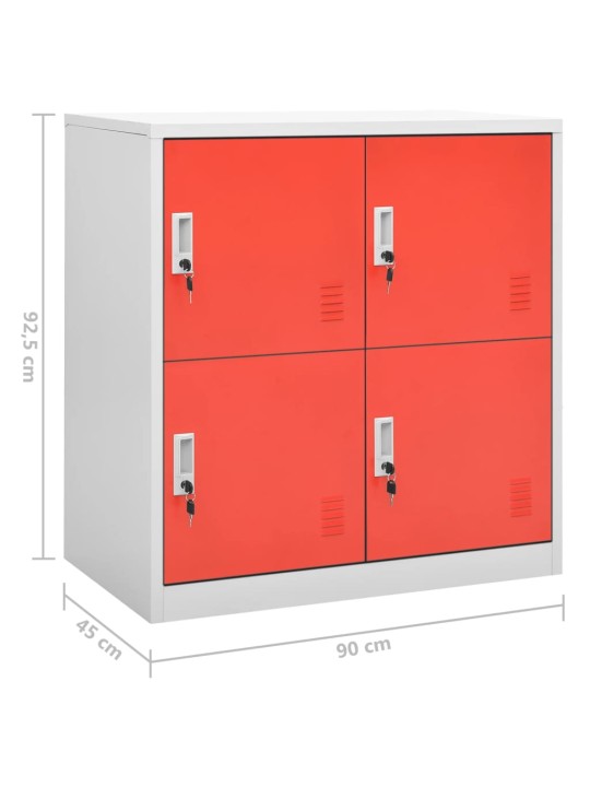 Pukukaapit 5 kpl vaaleanharmaa ja punainen 90x45x92,5 cm teräs