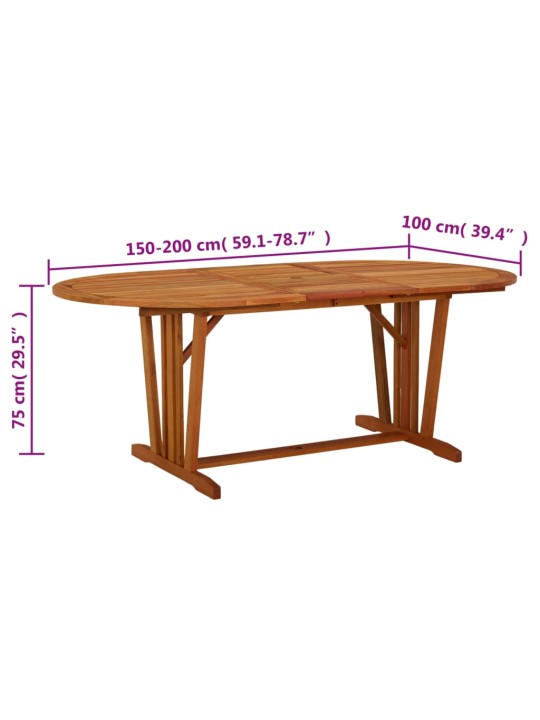 Puutarhapöytä 200x100x75 cm täysi eukalyptuspuu