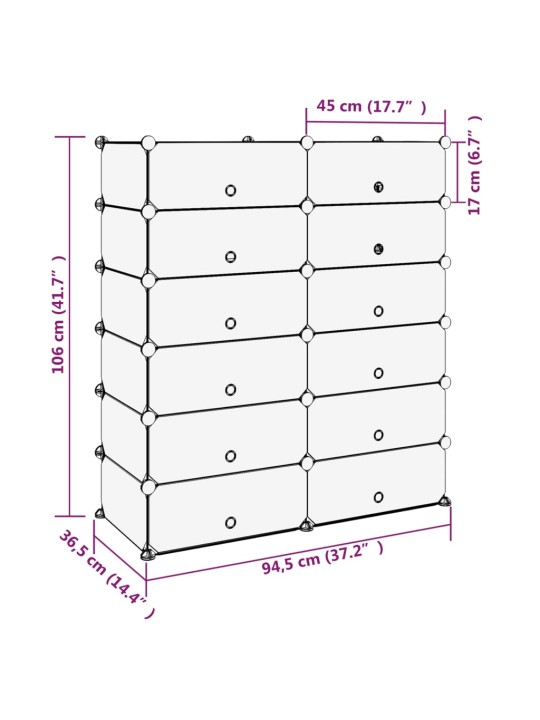 Kenkäteline musta 94,5x36,5x106 cm PP