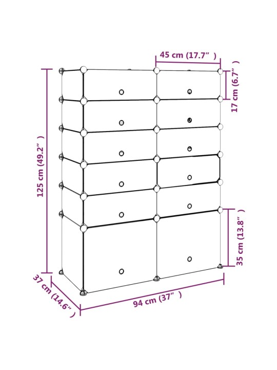 Kenkäteline musta 94x37x125 cm PP