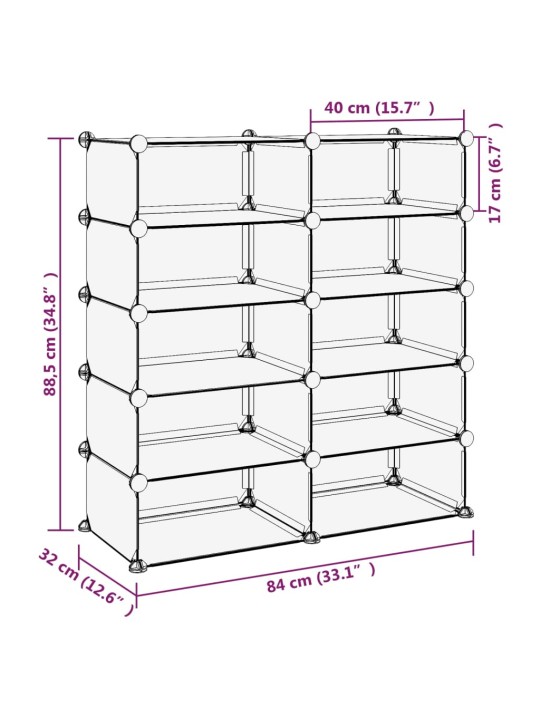 Kenkäteline läpinäkyvä 84x32x88,5 cm PP