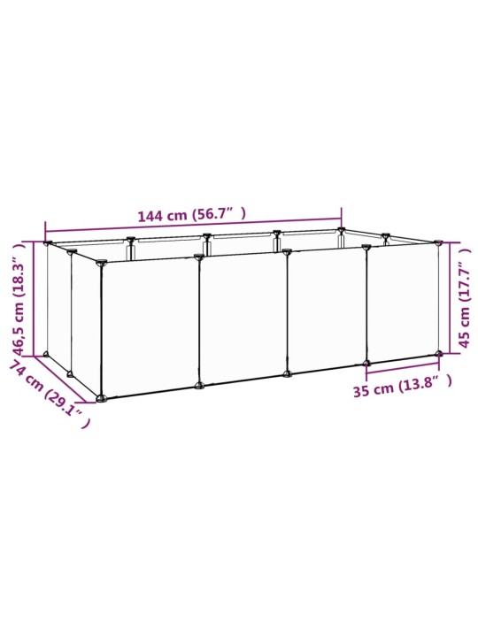 Pieneläinhäkki musta 144x74x46,5 cm PP ja teräs