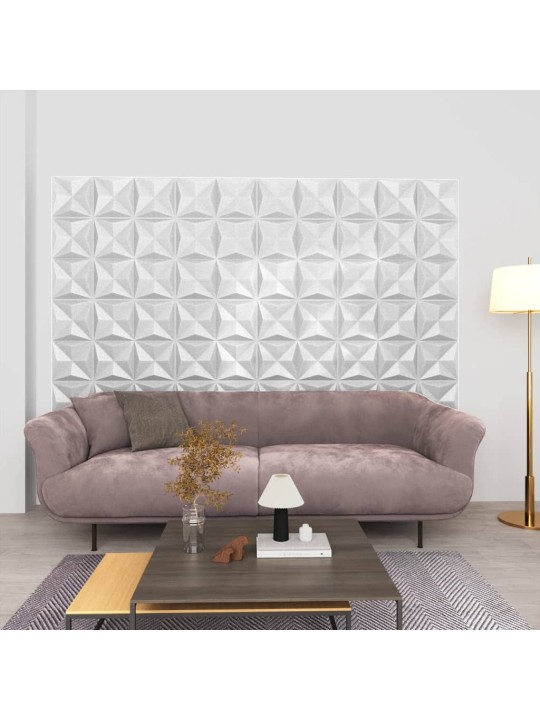 3D-seinäpaneelit 24 kpl 50x50 cm valkoinen origami 6 m²
