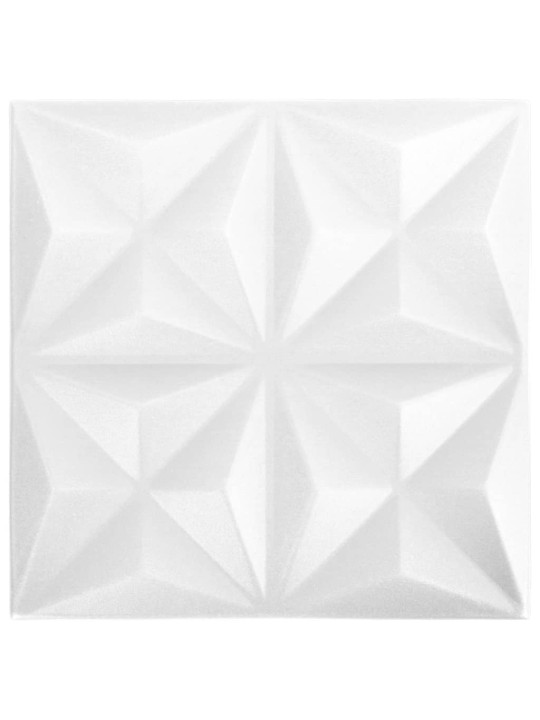 3D-seinäpaneelit 48 kpl 50x50 cm valkoinen origami 12 m²