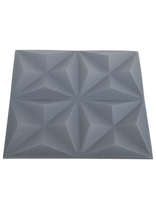 3D-seinäpaneelit 24 kpl 50x50 cm harmaa origami 6 m²