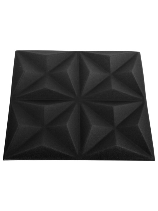 3D-seinäpaneelit 12 kpl 50x50 cm musta origami 3 m²