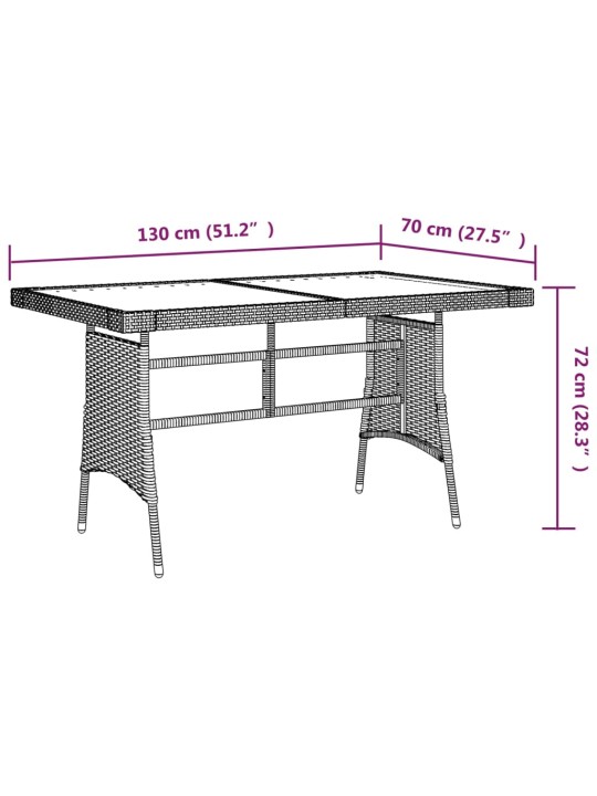 Puutarhapöytä musta 130x70x72 cm polyrottinki ja akaasiapuu