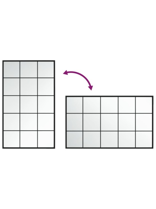 Seinäpeilit 3 kpl musta 100x60 cm metalli