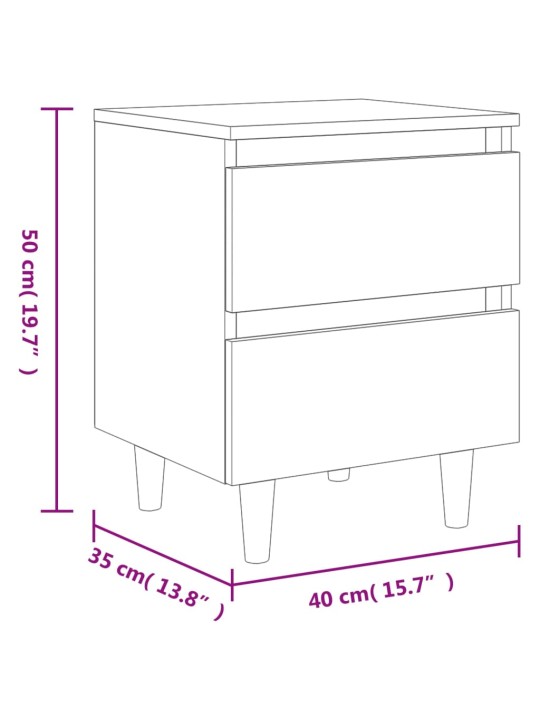 Yöpöydät täyspuiset jalat 2 kpl savutammi 40x35x50cm