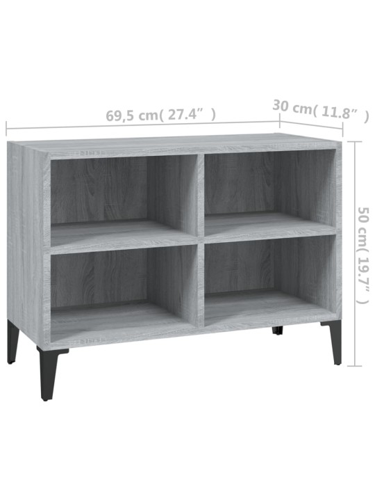 Tv-taso metallijaloilla harmaa sonoma 69,5x30x50 cm