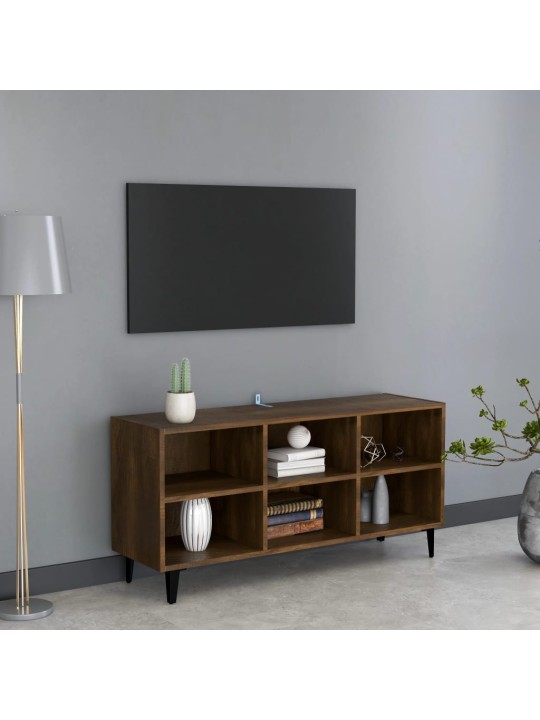 TV-taso metallijalat ruskea tammi 103,5x30x50 cm